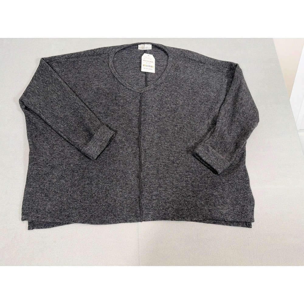 Zenana Charcoal Grey Brushed Knit Oversized Sweater Top HT-2490X5 1X/2X NEW